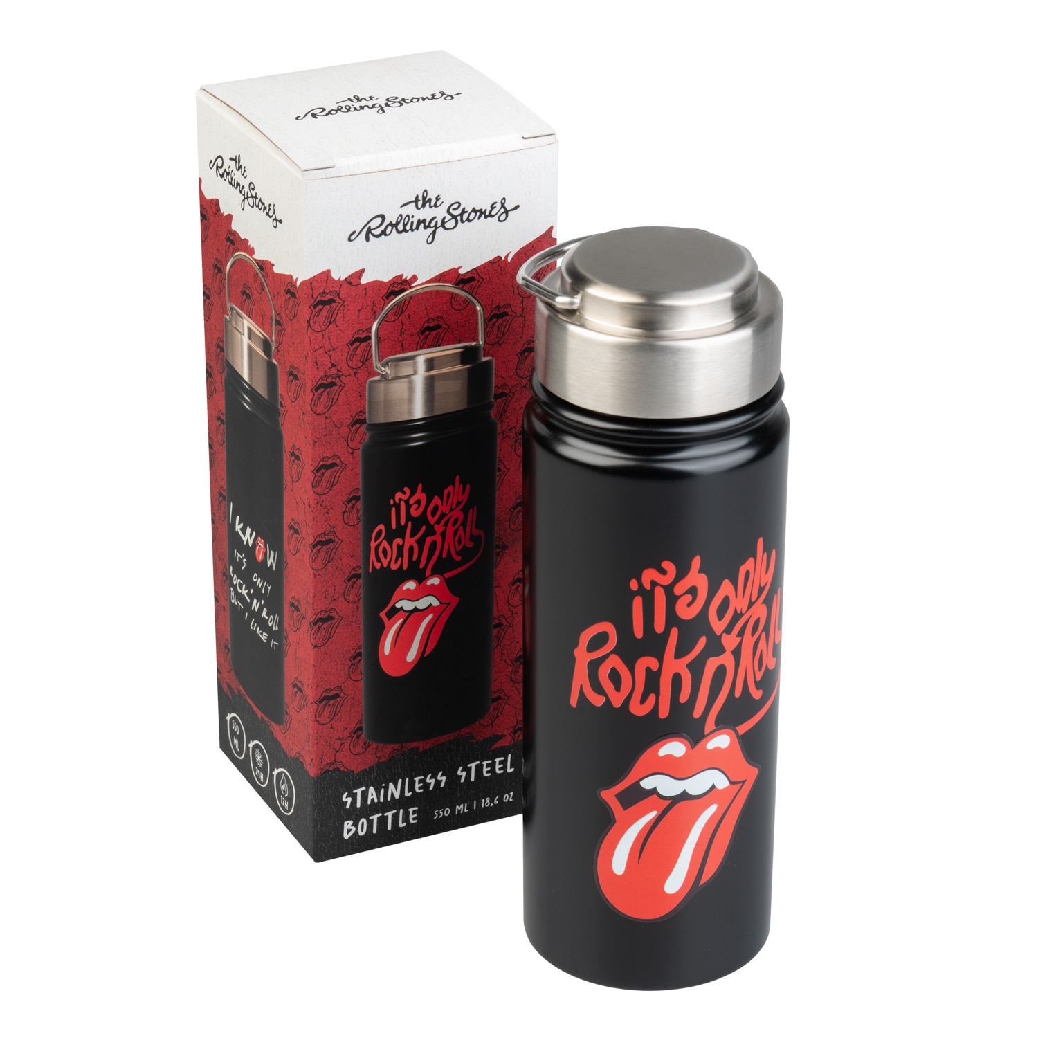 Botella metálica fabricada en acero inoxidable con doble pared Negro / Rojo / Blanco-3