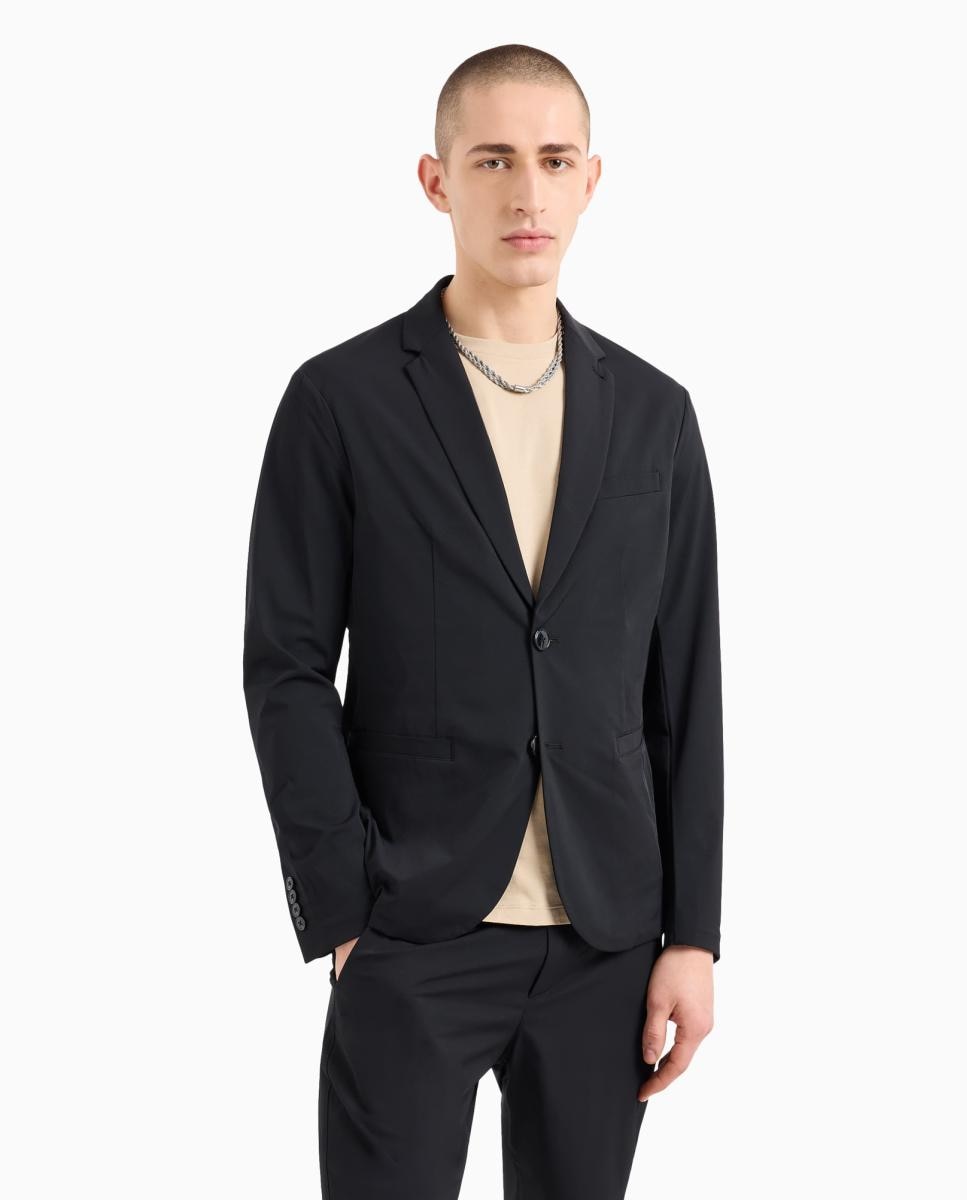Blazer Regular Fit em Tecido Bi-Stretch Preto-3