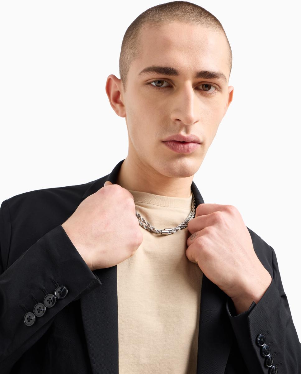 Blazer Regular Fit em Tecido Bi-Stretch Preto-4