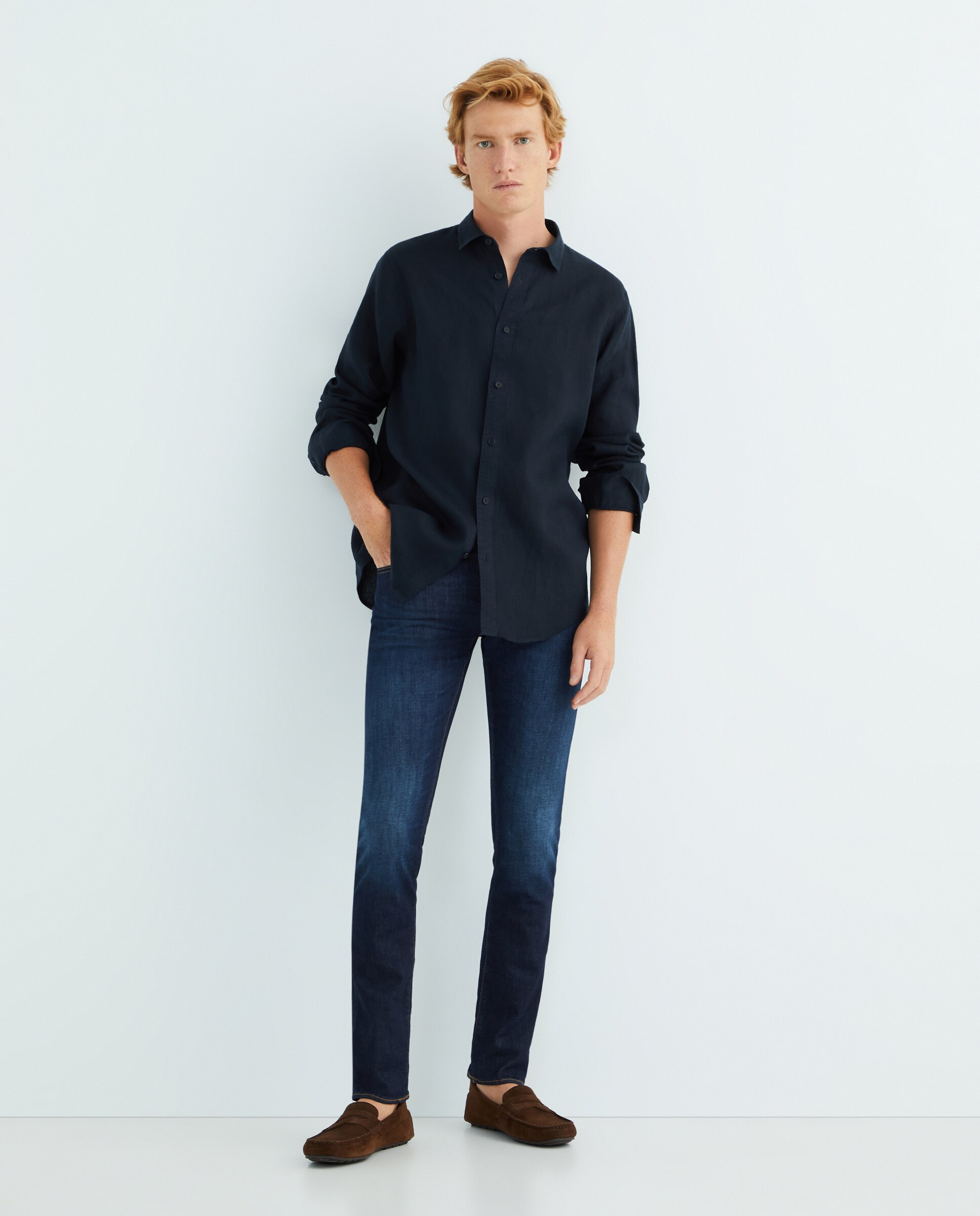 Jeans J66 Skinny com Lavagem - Azul-Escuro Azul-índigo-1