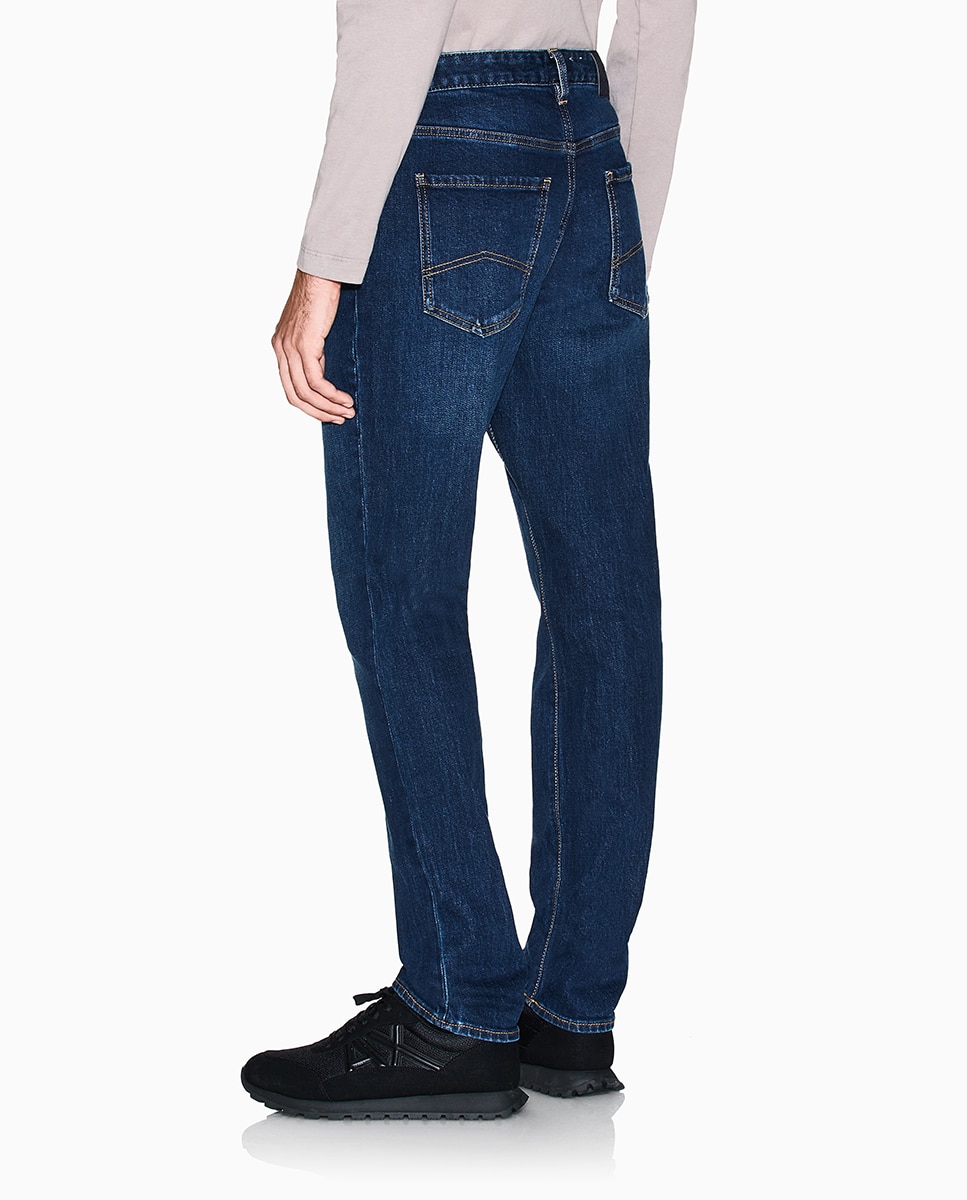Jeans J14 Slim Fit com Lavagem Média Escura Azul-índigo-3