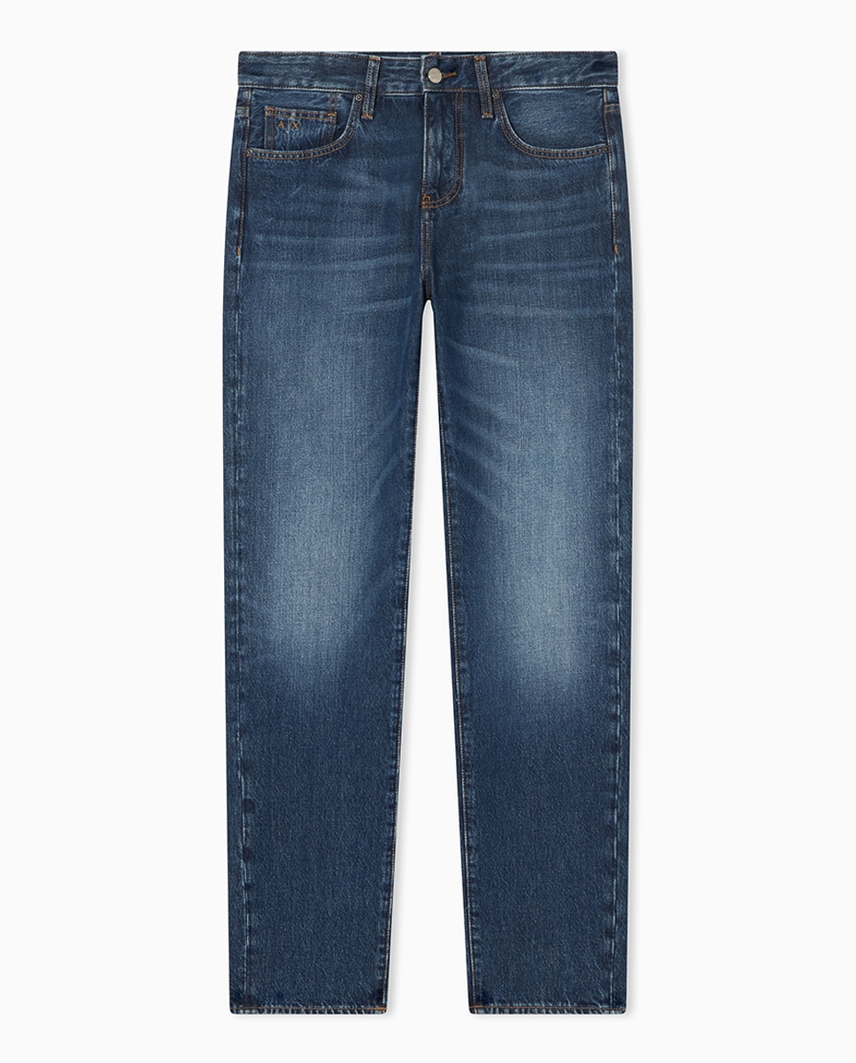 Jeans J16 fit Straight com Lavagem Média Azul-índigo-5