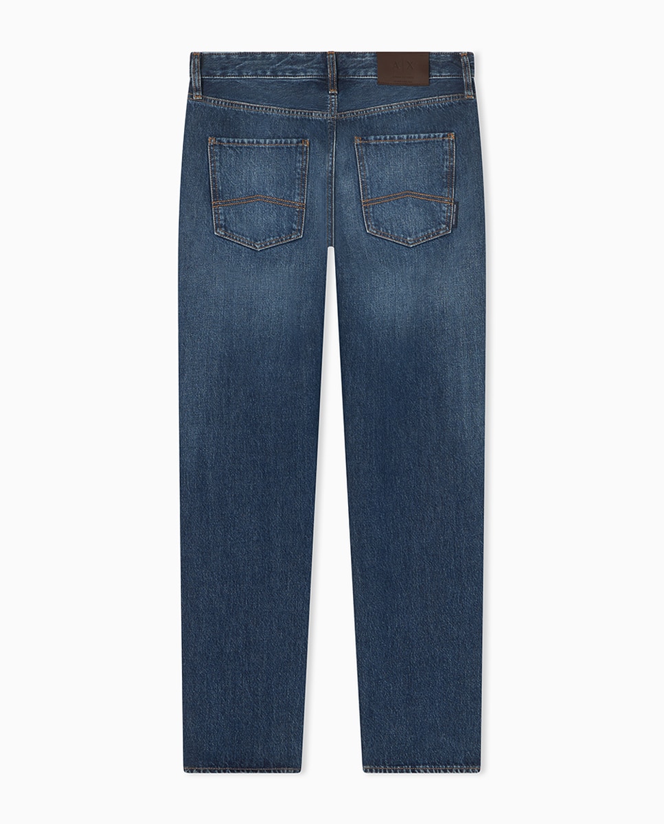 Jeans J16 fit Straight com Lavagem Média Azul-índigo-6