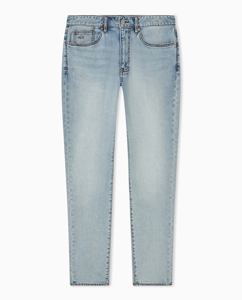 Jeans J14 Slim Fit com Efeito Branqueado Azul-índigo-4