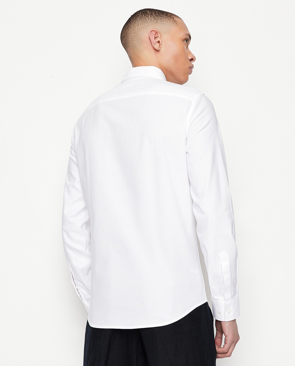Camisa Slim Fit em Algodão Oxford Branco-2