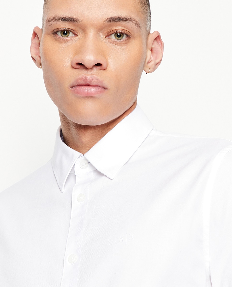 Camisa Slim Fit em Algodão Oxford Branco-4