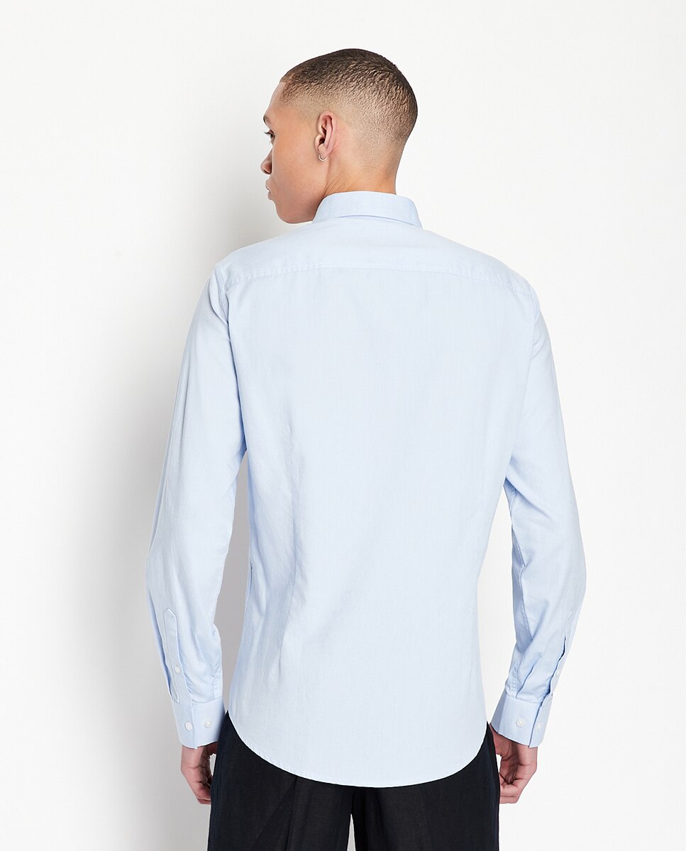 Camisa de hombre slim fit algodón oxford - Armani Exchange - Azul claro Azul claro-2