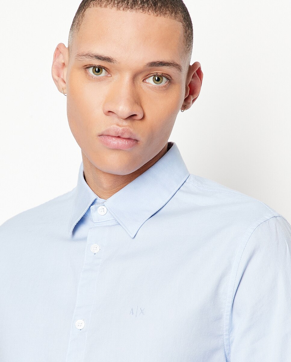 Camisa de hombre slim fit algodón oxford - Armani Exchange - Azul claro Azul claro-3