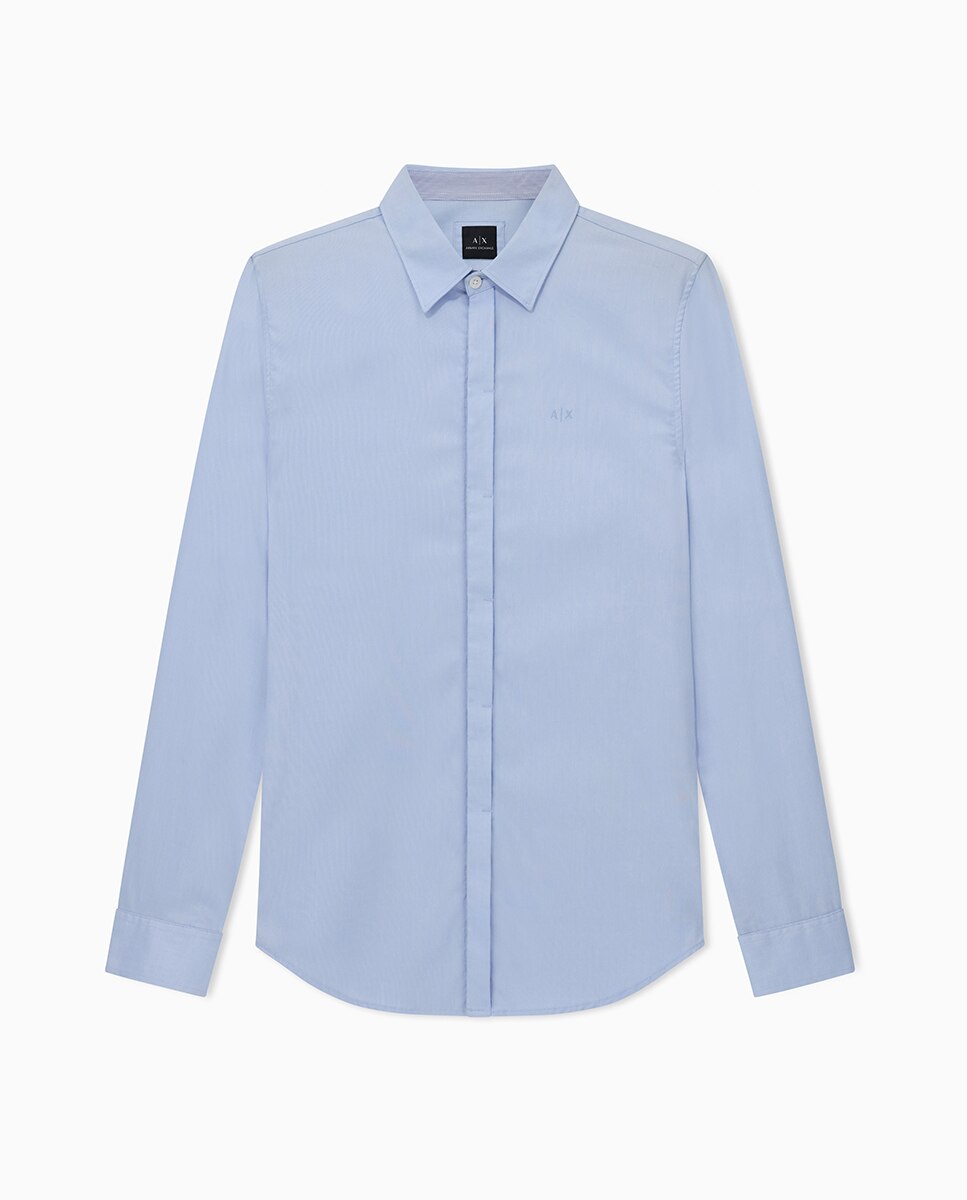 Camisa de hombre slim fit algodón oxford - Armani Exchange - Azul claro Azul claro-4