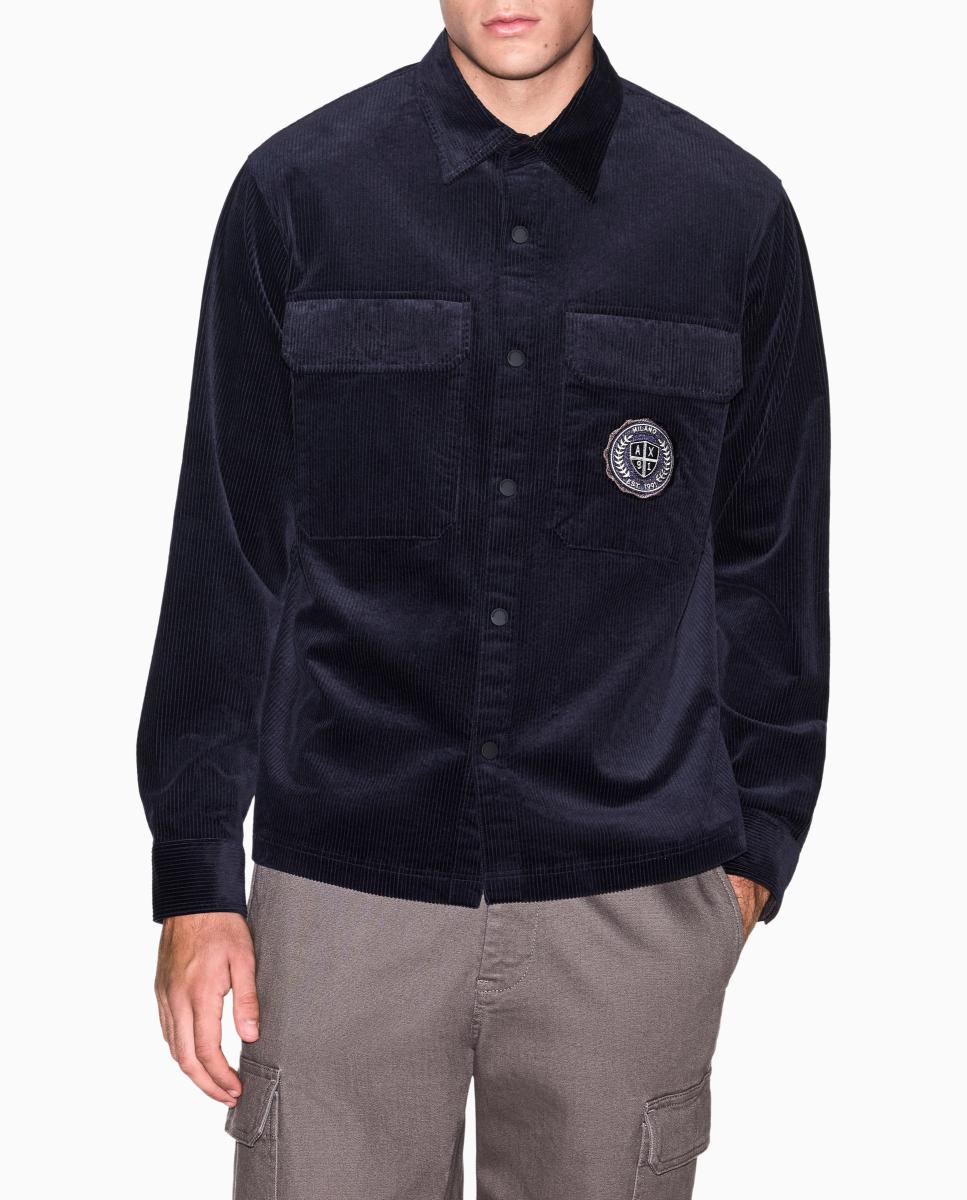 Camisa de Bombazina com Corte Relaxed Azul-marinho-2