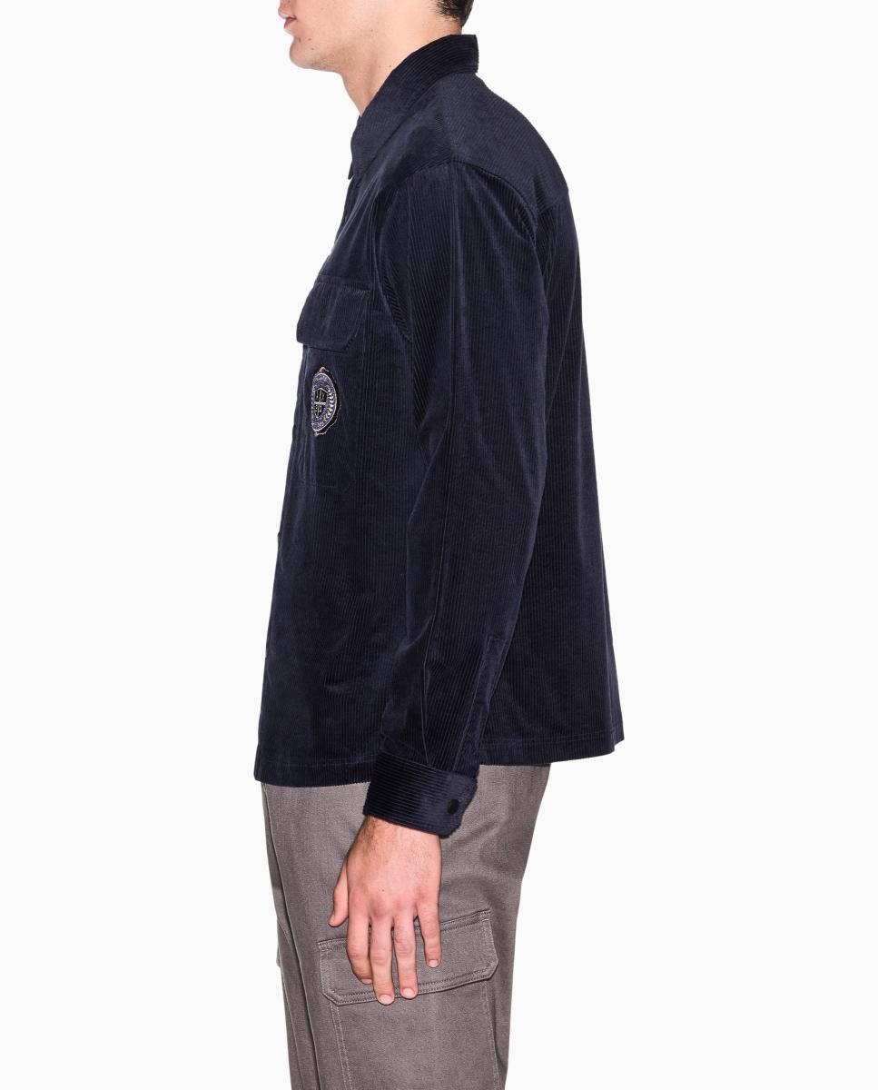 Camisa de Bombazina com Corte Relaxed Azul-marinho-4