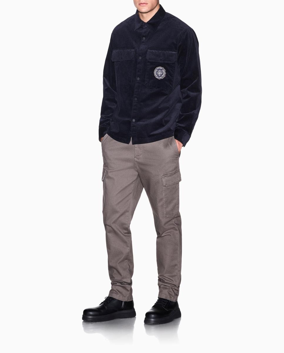 Camisa de Bombazina com Corte Relaxed Azul-marinho-6