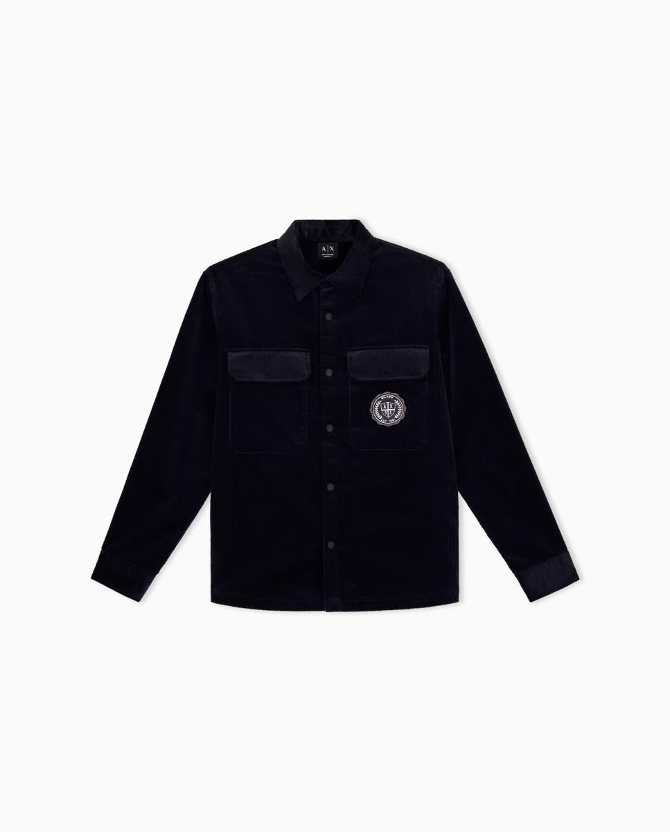 Camisa de Bombazina com Corte Relaxed Azul-marinho-5