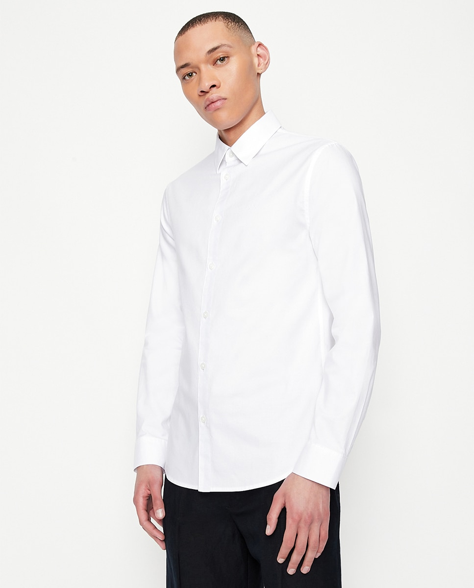 Camisa Slim Fit em Algodão Oxford Branco-1