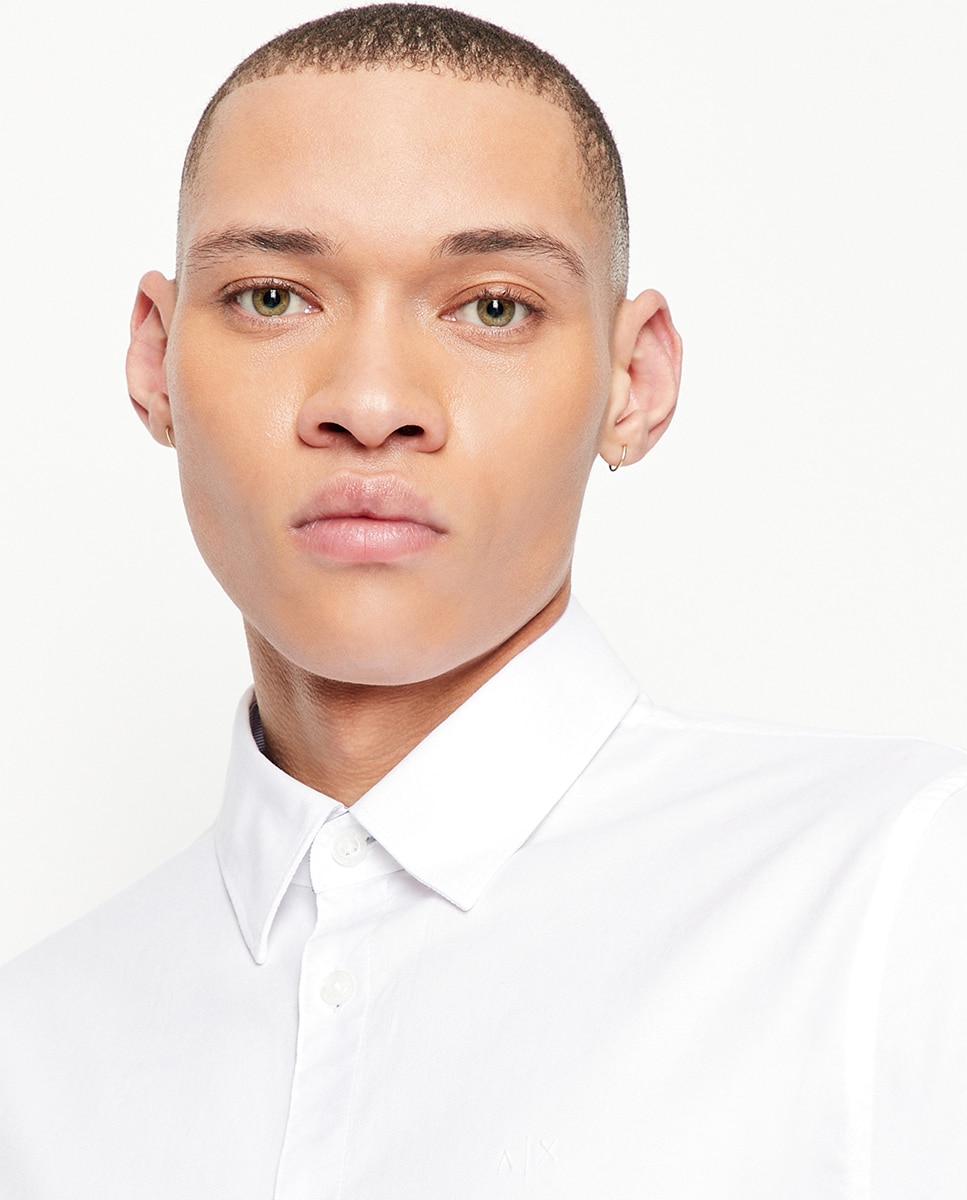 Camisa Slim Fit em Algodão Oxford Branco-3