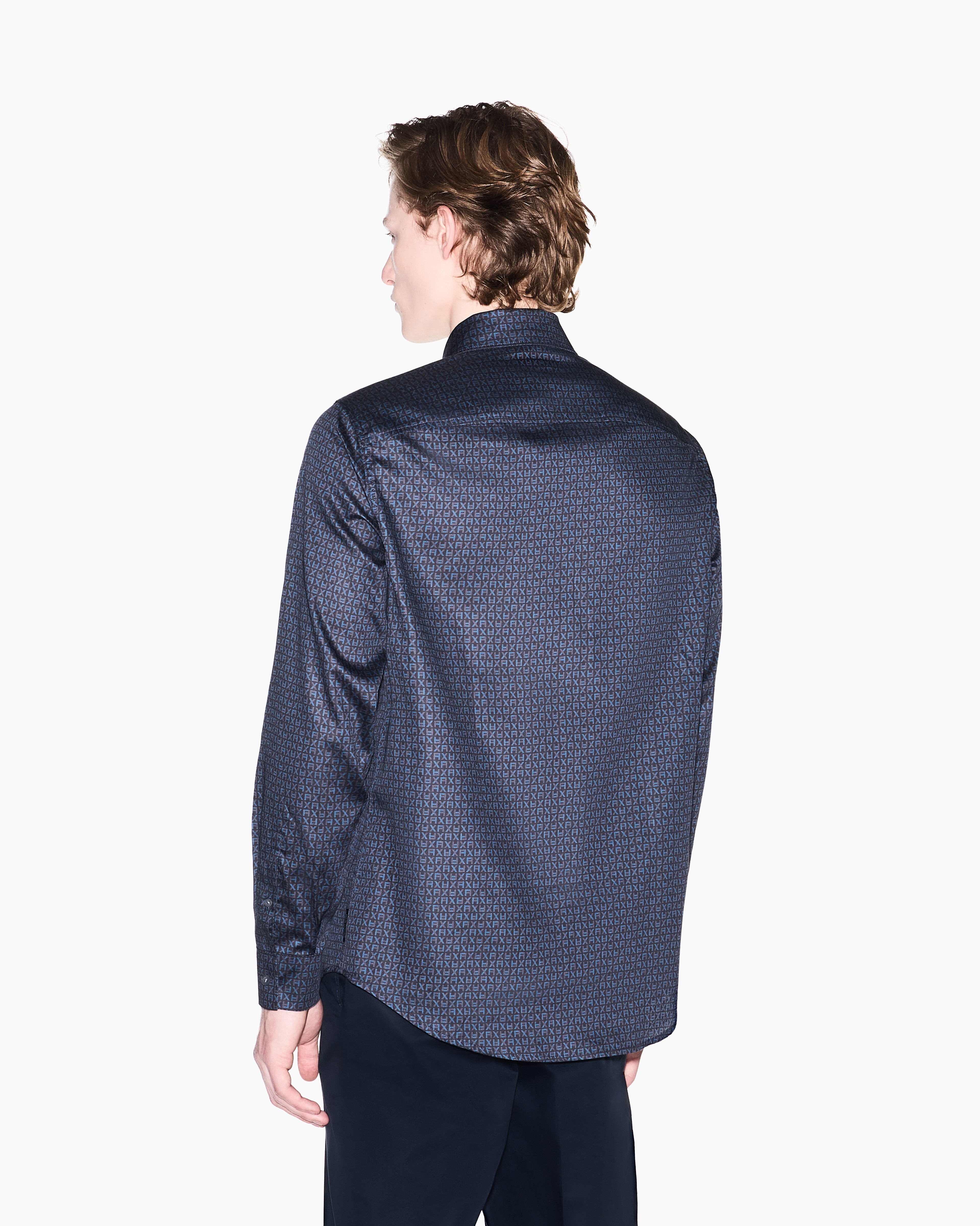 Camisa de Algodão Estampado Regular Fit Azul-marinho-3