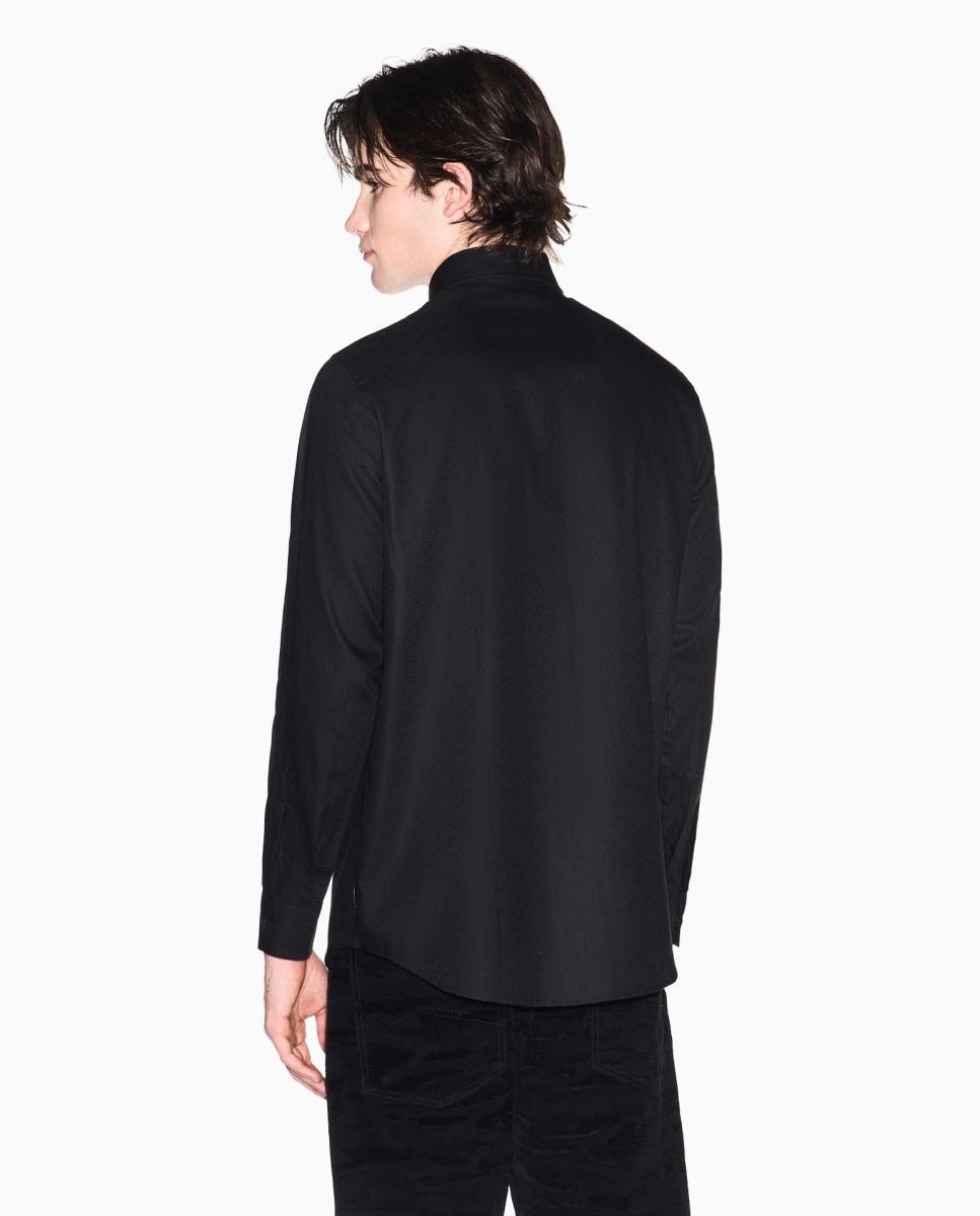 Camisa em Jacquard de Algodão Regular Fit Preto-2