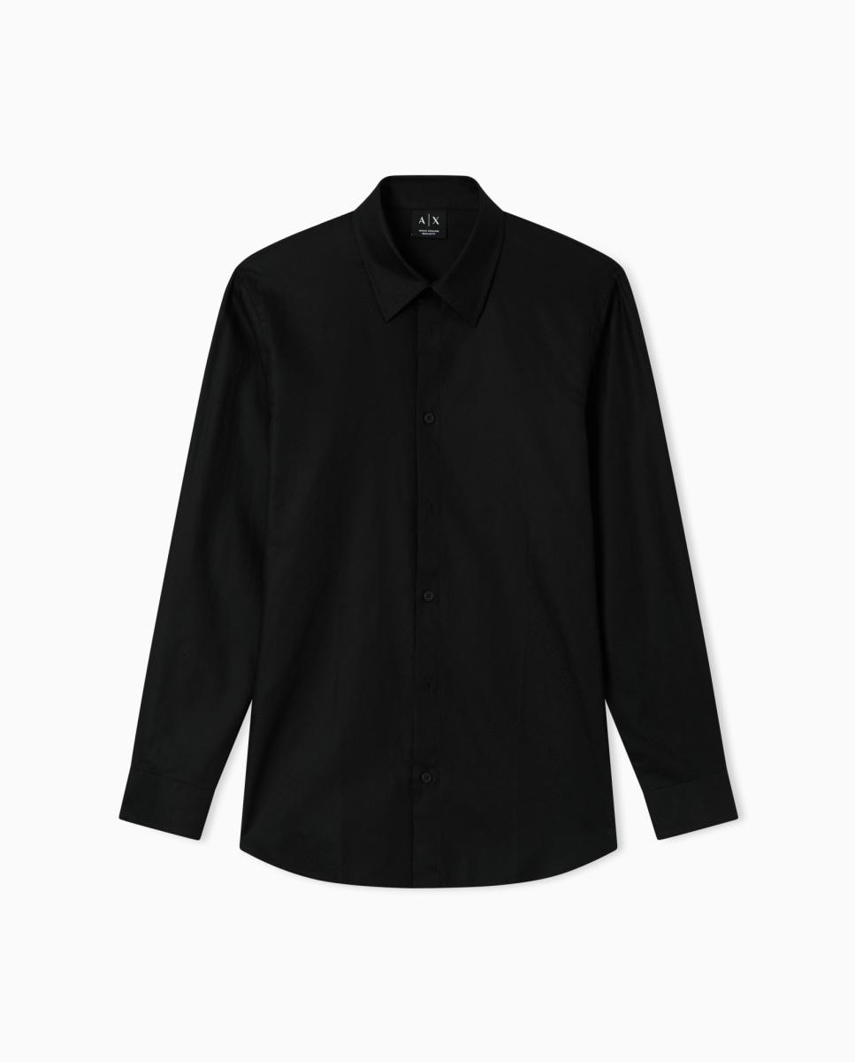 Camisa em Jacquard de Algodão Regular Fit Preto-3