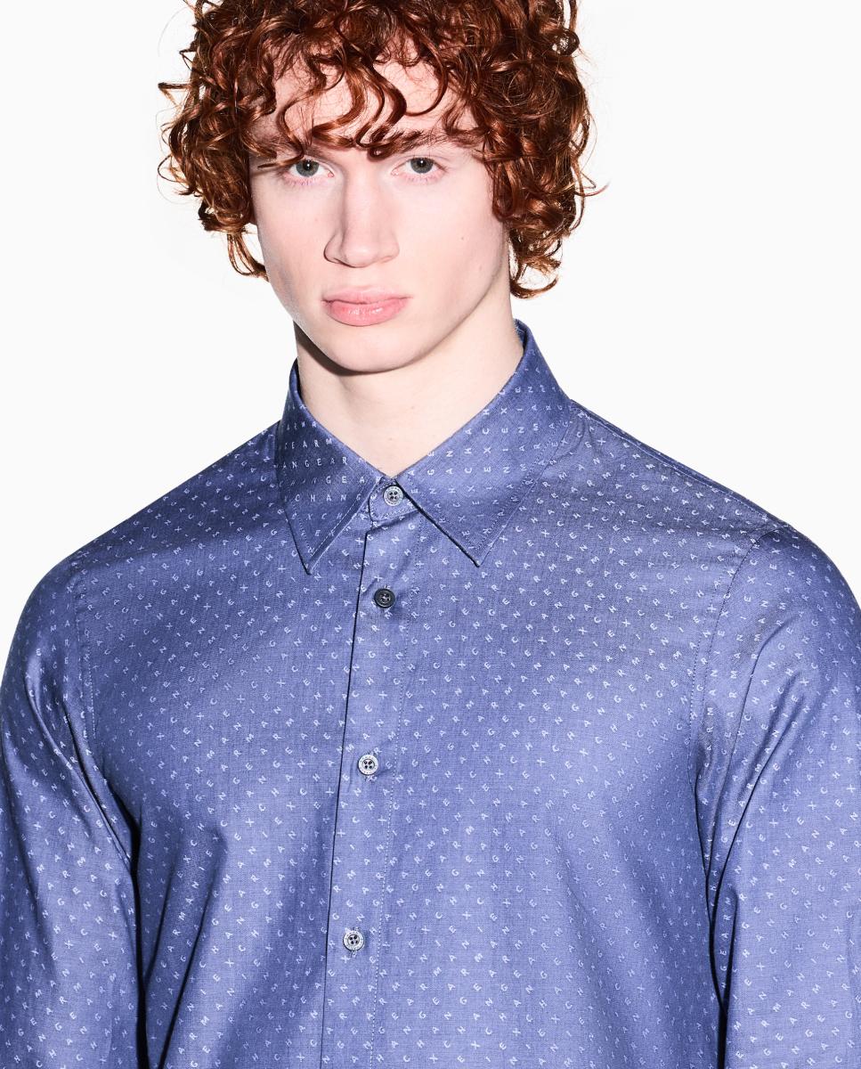 Camisa de Algodão Regular Fit Azul-3