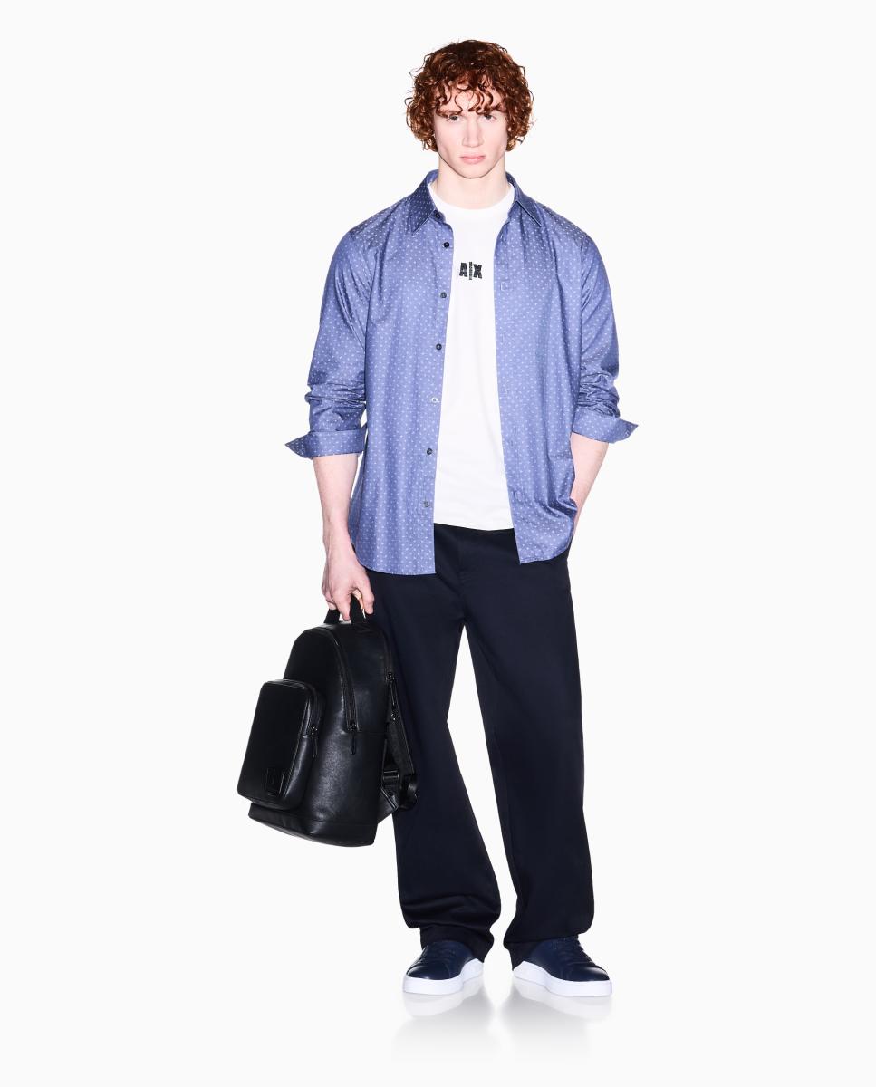 Camisa de Algodão Regular Fit Azul-5