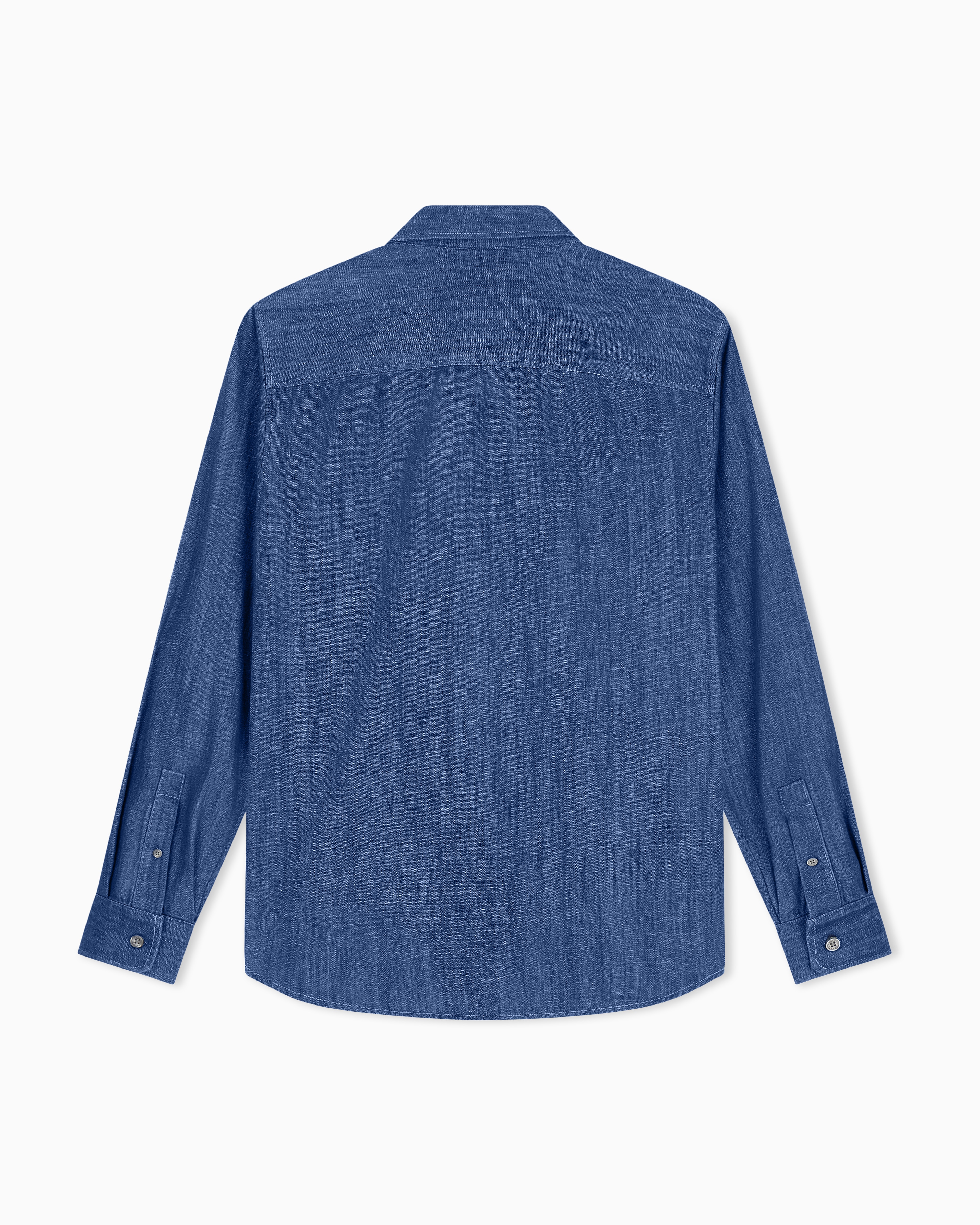 Camisa de Ganga com Bolsos Grandes e Logótipo Azul-índigo-5