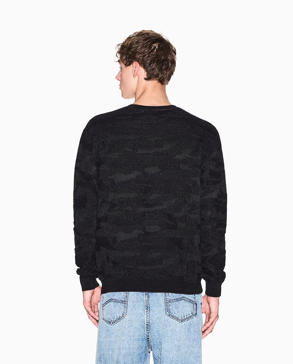 Camisola de Malha Regular Fit com Gola Redonda Preto-2