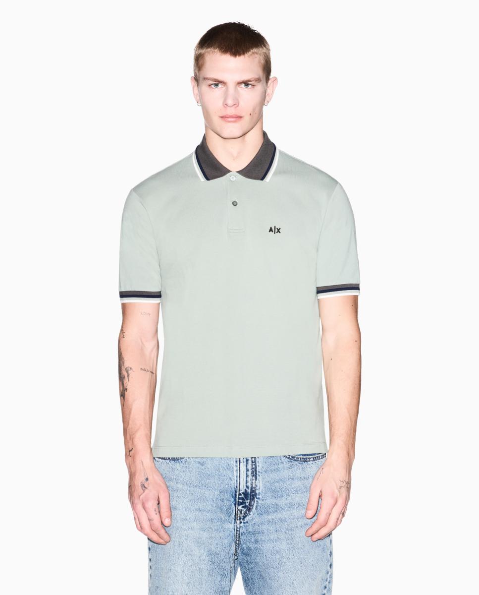 Imagem 0 de Polo de Manga Curta com Malha em Contraste no Colarinho e nas Mangas