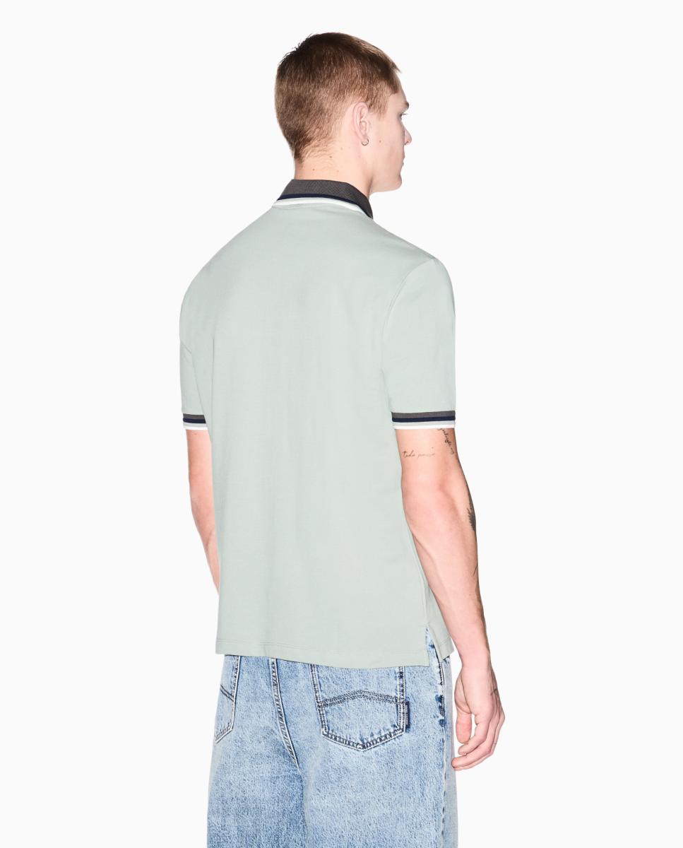 Polo de Manga Curta com Malha em Contraste no Colarinho e nas Mangas Verde-claro-2