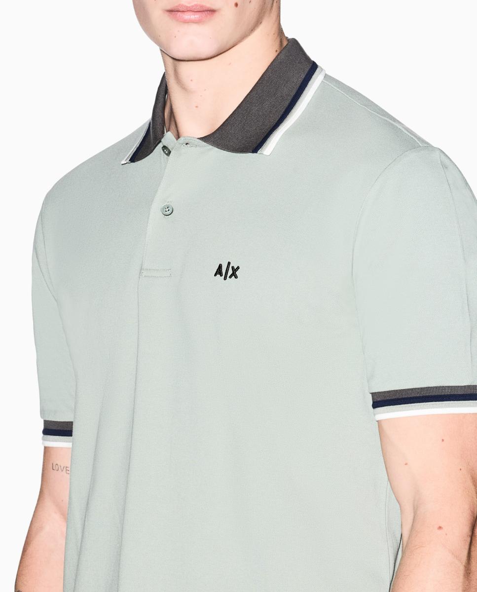 Polo de Manga Curta com Malha em Contraste no Colarinho e nas Mangas Verde-claro-3