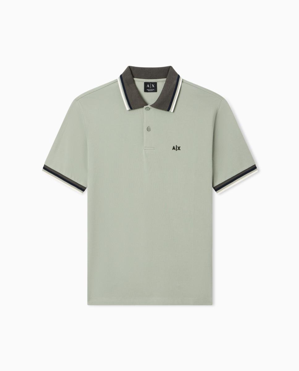 Polo de Manga Curta com Malha em Contraste no Colarinho e nas Mangas Verde-claro-5