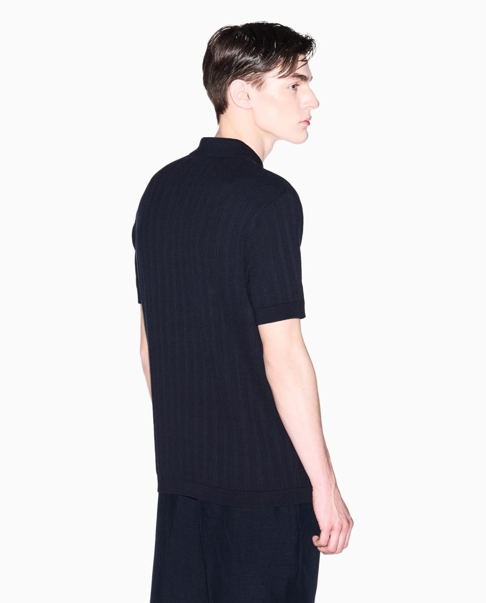 Polo de Malha com Manga Curta Azul-marinho-2