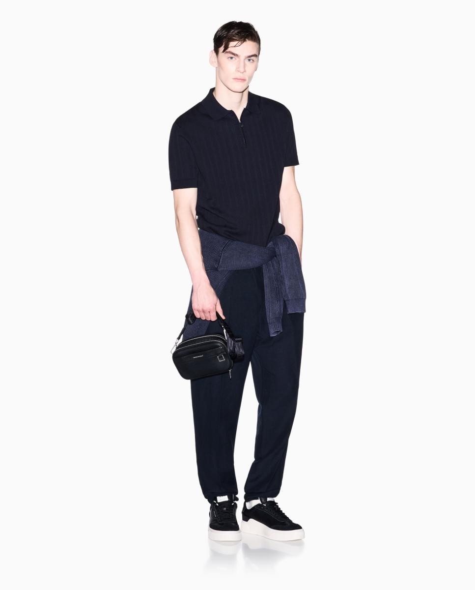 Polo de Malha com Manga Curta Azul-marinho-4