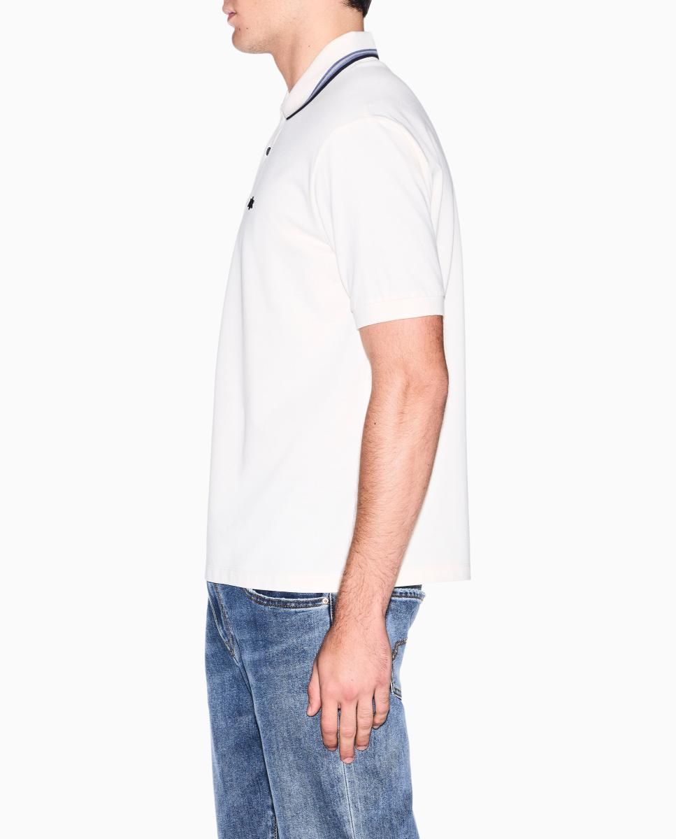 Polo piqué de manga corta con logo en el pecho - Armani Exchange - Blanco Blanco-4