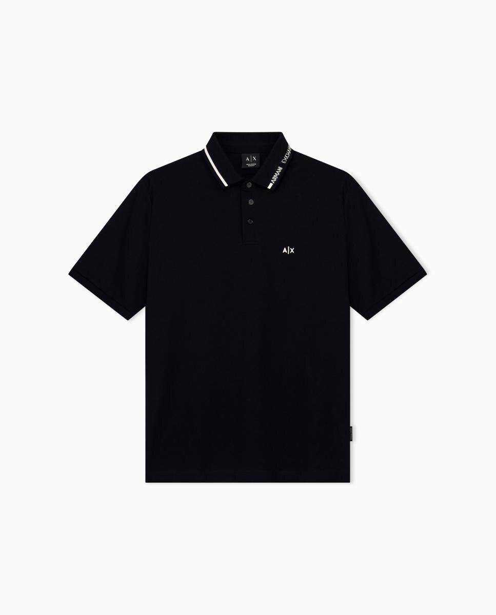 Polo Piqué de manga Curta com Logótipo no Colarinho Preto-6