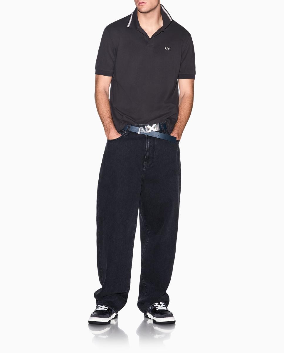 Polo piqué de manga corta con logo en el pecho - Armani Exchange - Marrón Marrón-5
