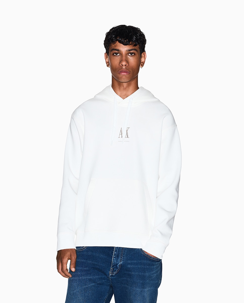Sweatshirt com Logótipo em Contraste e Capuz Icon Project Branco-1