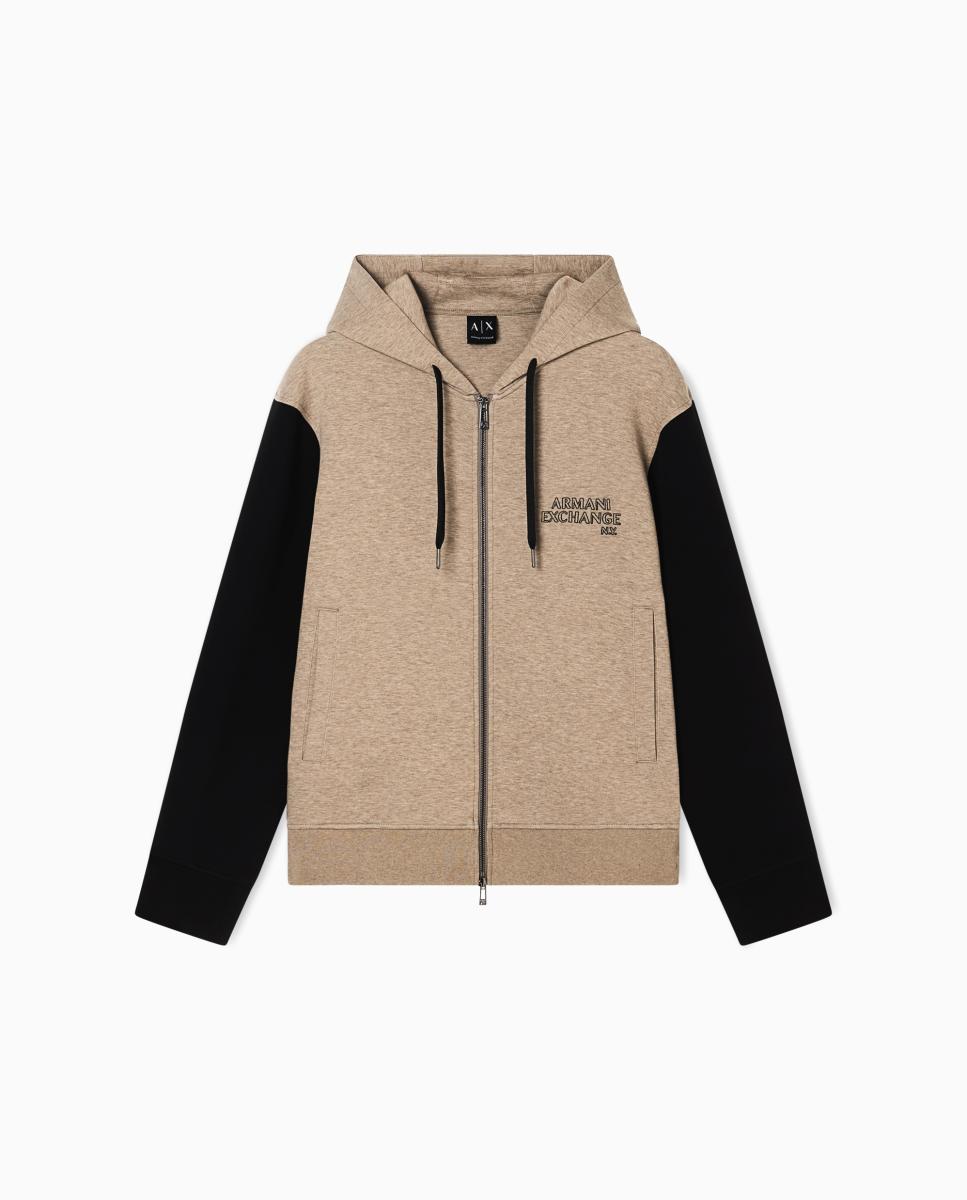 Sweatshirt com capuz e logótipo Bege-4