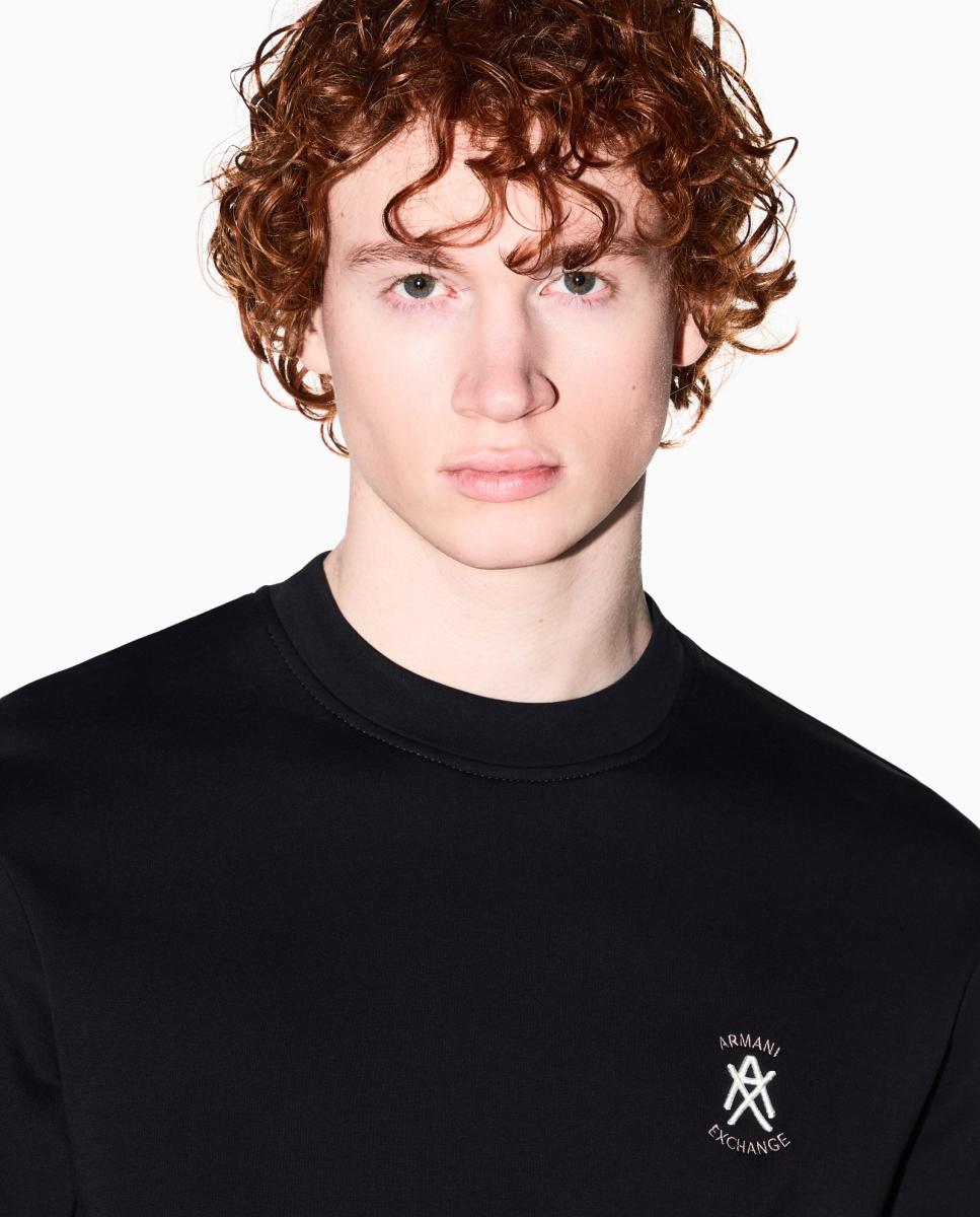 Sweatshirt de Decote Redondo e Corte Regular Preto-2