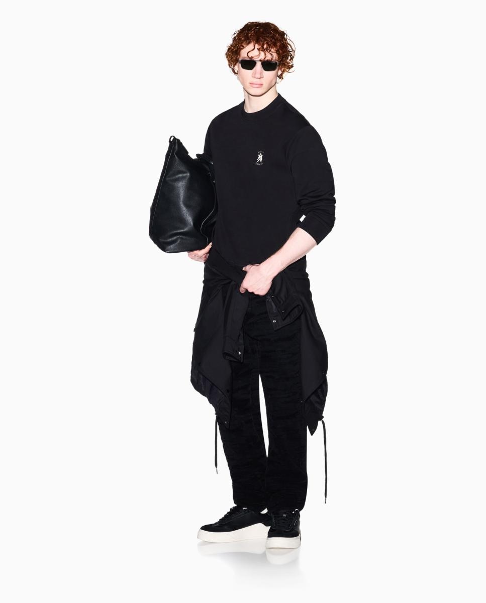 Sweatshirt de Decote Redondo e Corte Regular Preto-5