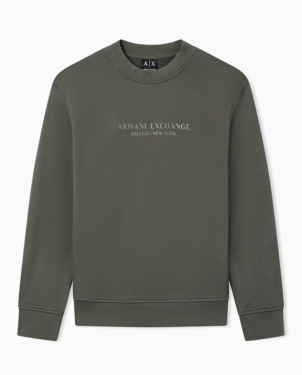 Sweatshirt com Logótipo a Condizer e Gola Redonda Verde-militar-4
