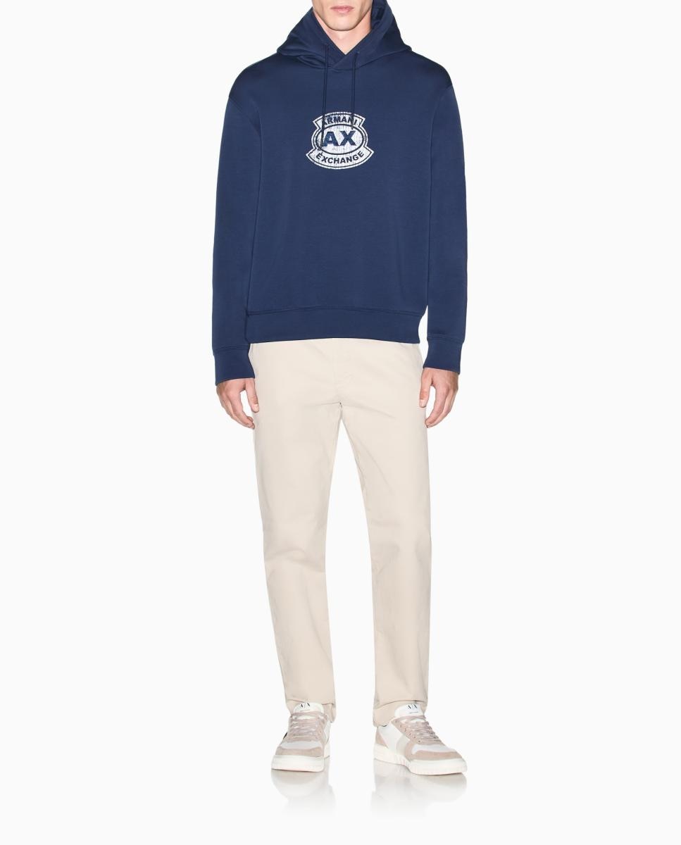 Sweatshirt com Estampado de Logótipo e Capuz Ajustável Azul-4