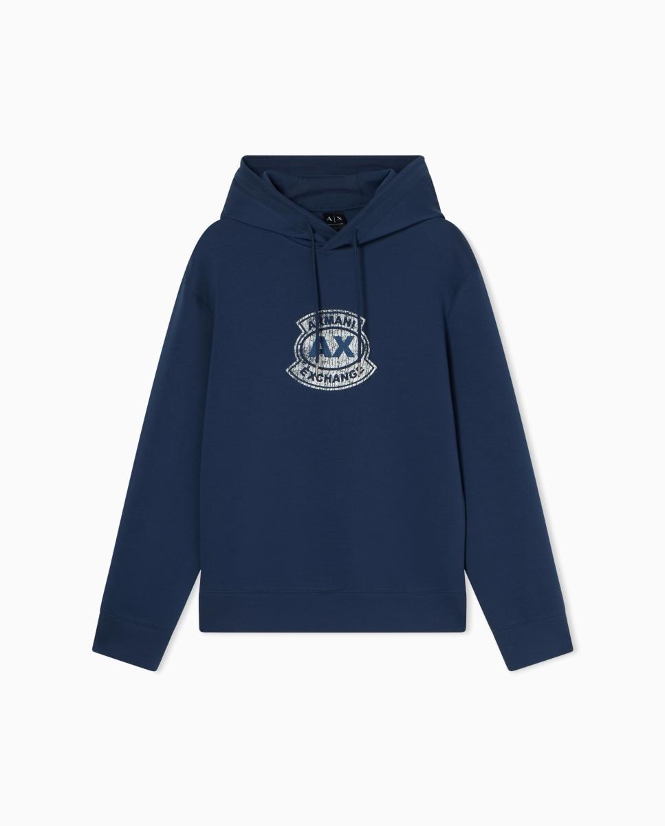 Sweatshirt com Estampado de Logótipo e Capuz Ajustável Azul-3