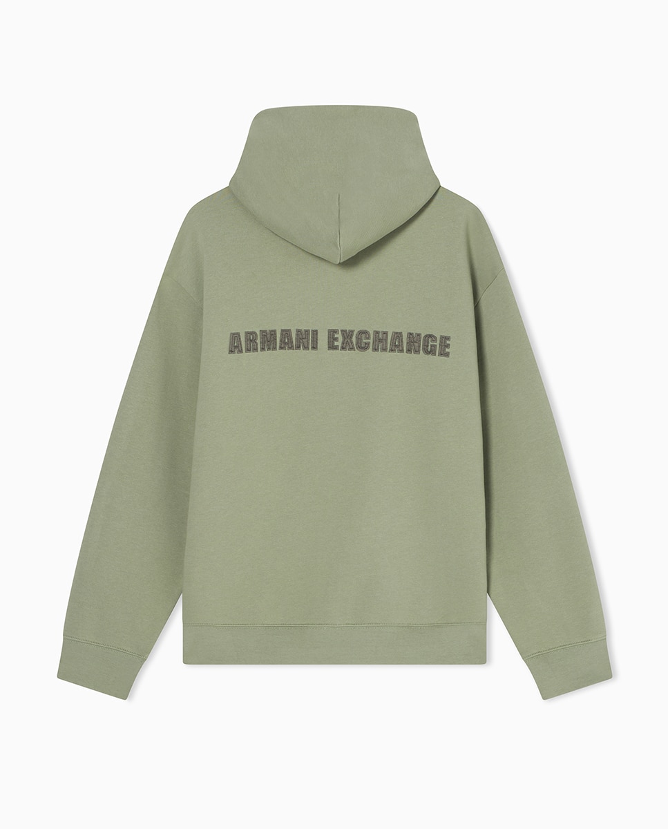 Sweatshirt com Logótipo à Frente e Capuz com Botões Verde-claro-3
