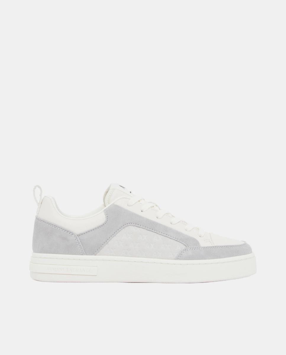 Zapatillas de hombre bajas en contrastes con en piel - Armani Exchange - Blanco Blanco-1