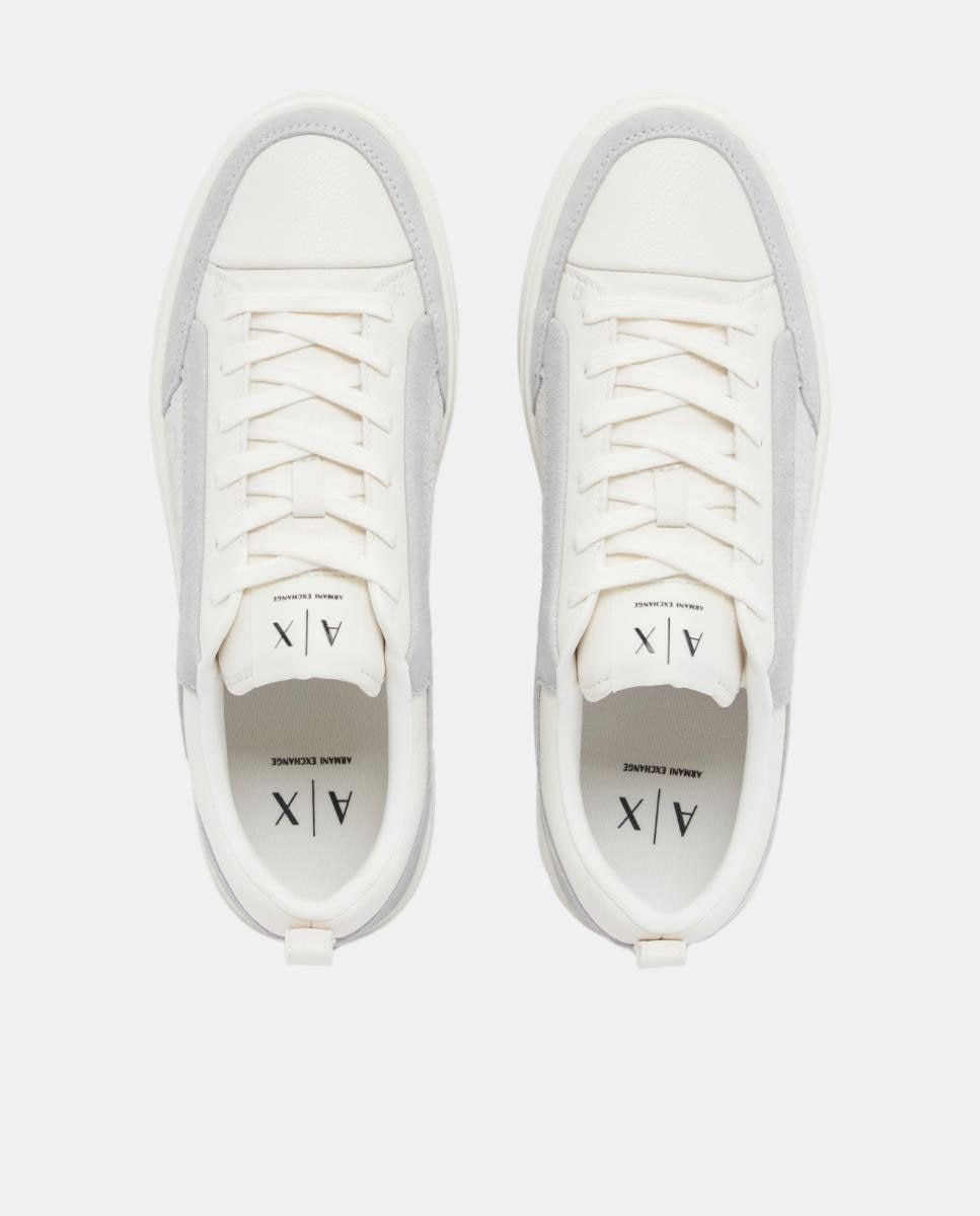Zapatillas de hombre bajas en contrastes con en piel - Armani Exchange - Blanco Blanco-2