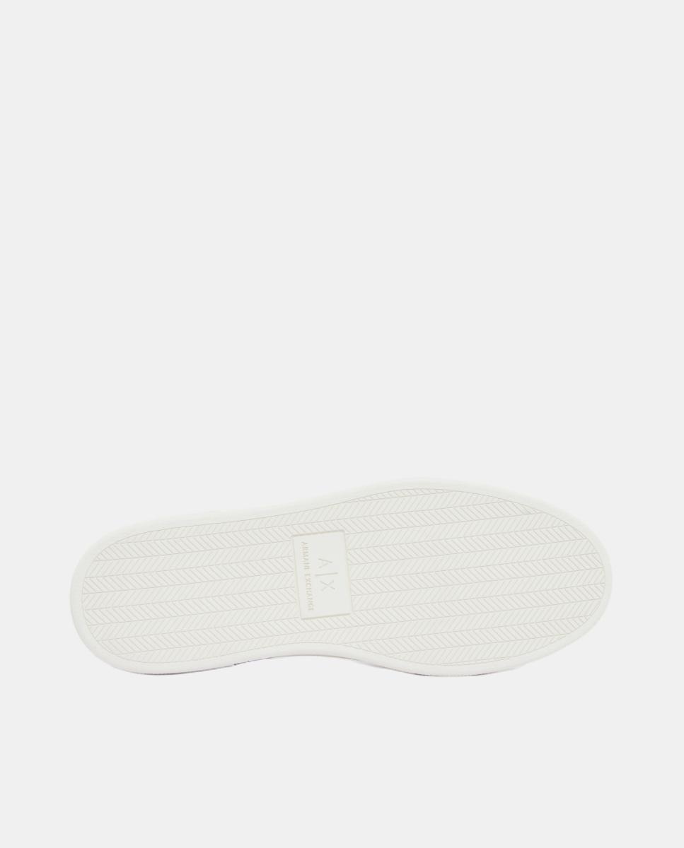 Zapatillas de hombre bajas en contrastes con en piel - Armani Exchange - Blanco Blanco-4