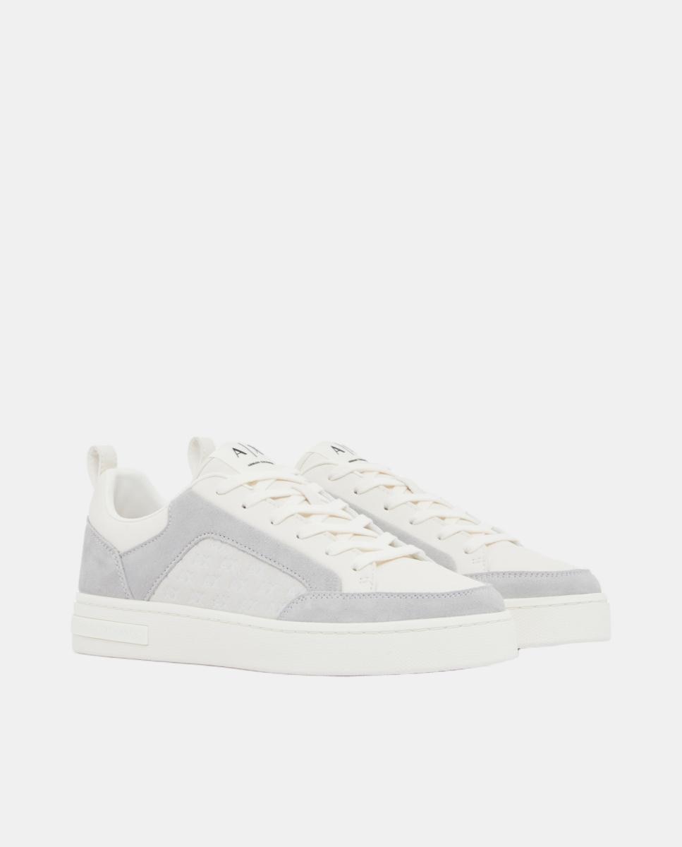 Zapatillas de hombre bajas en contrastes con en piel - Armani Exchange - Blanco Blanco-5