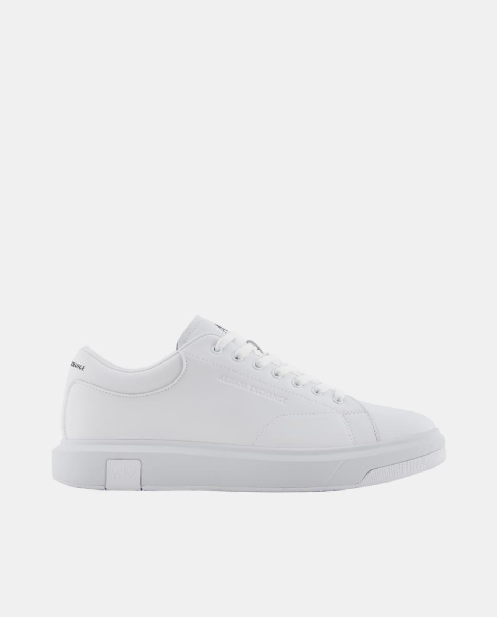 Sapatilhas Estilo Casual Lisas com Logótipo na Sola Branco-1