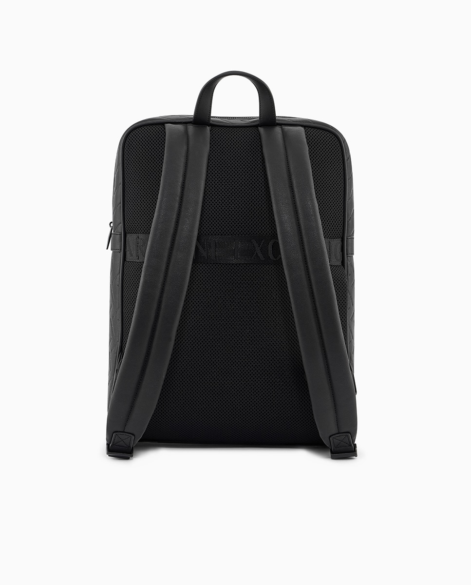Mochila para Computador com Efeito de Logótipo Acolchoado Preto-2