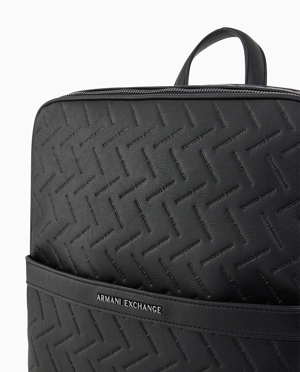 Mochila para Computador com Efeito de Logótipo Acolchoado Preto-3